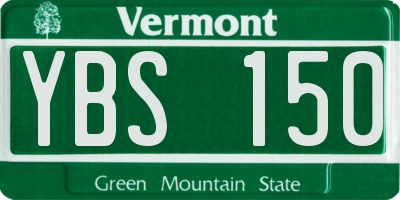 VT license plate YBS150