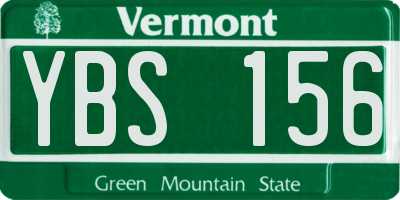 VT license plate YBS156