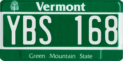 VT license plate YBS168