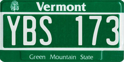 VT license plate YBS173