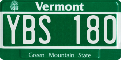 VT license plate YBS180