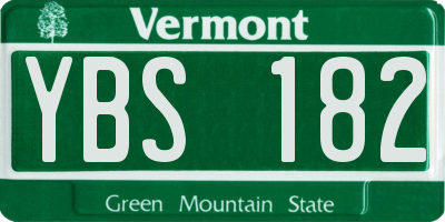 VT license plate YBS182