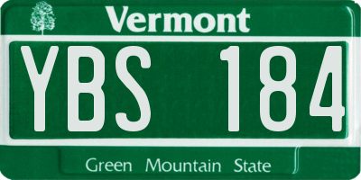 VT license plate YBS184