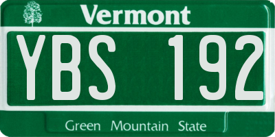 VT license plate YBS192