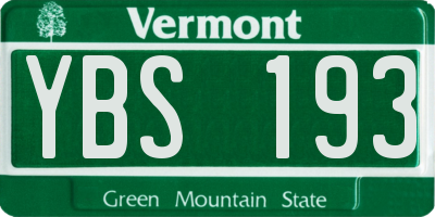 VT license plate YBS193