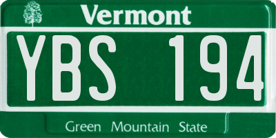 VT license plate YBS194