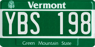 VT license plate YBS198