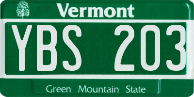 VT license plate YBS203