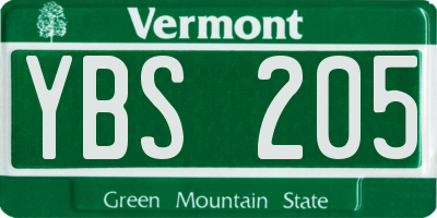 VT license plate YBS205