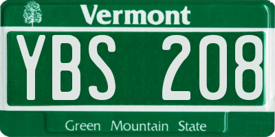 VT license plate YBS208