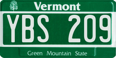 VT license plate YBS209