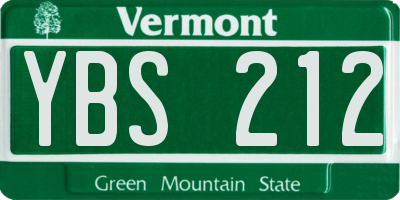 VT license plate YBS212