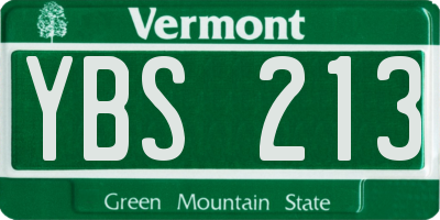 VT license plate YBS213