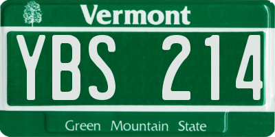 VT license plate YBS214