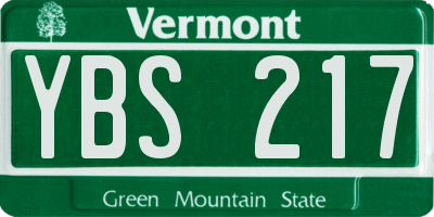 VT license plate YBS217