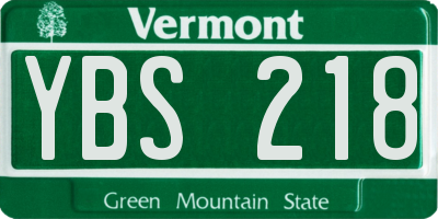 VT license plate YBS218