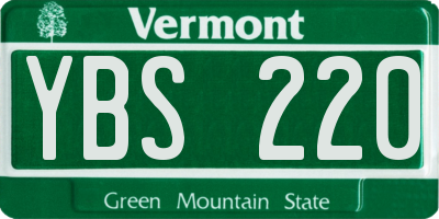 VT license plate YBS220