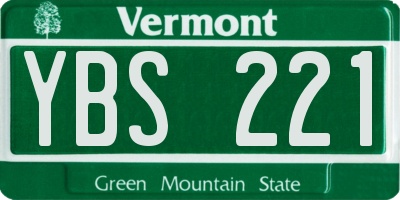 VT license plate YBS221