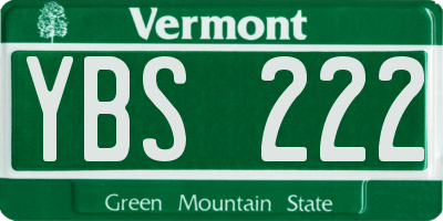 VT license plate YBS222