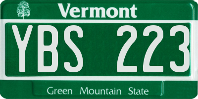 VT license plate YBS223