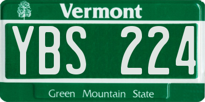 VT license plate YBS224