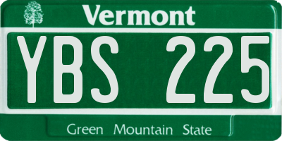 VT license plate YBS225