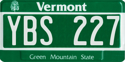 VT license plate YBS227