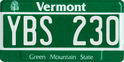 VT license plate YBS230