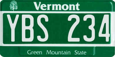 VT license plate YBS234