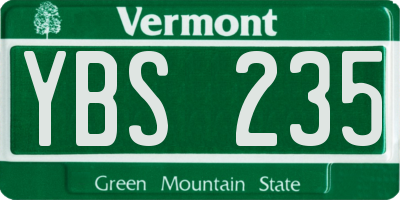 VT license plate YBS235