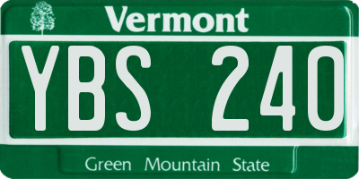 VT license plate YBS240