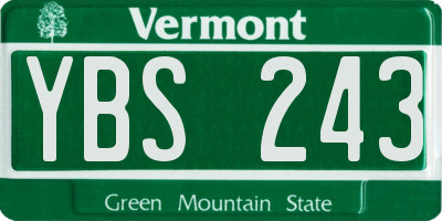 VT license plate YBS243