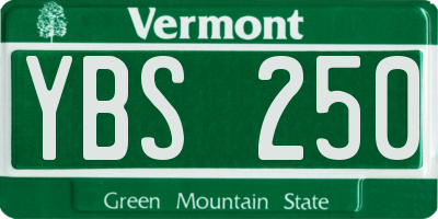 VT license plate YBS250