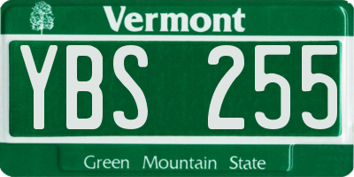 VT license plate YBS255