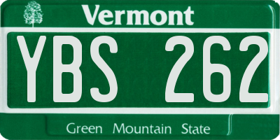 VT license plate YBS262