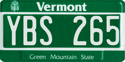 VT license plate YBS265