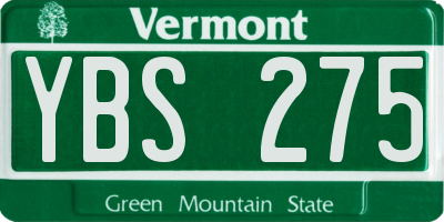 VT license plate YBS275