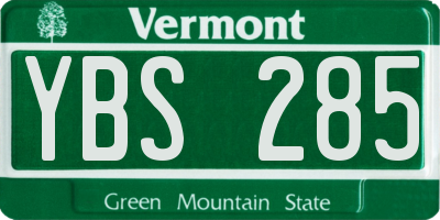 VT license plate YBS285