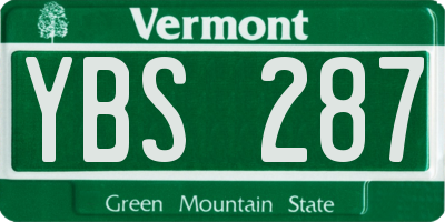 VT license plate YBS287