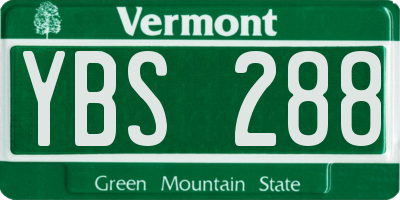 VT license plate YBS288