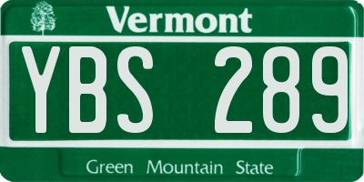 VT license plate YBS289