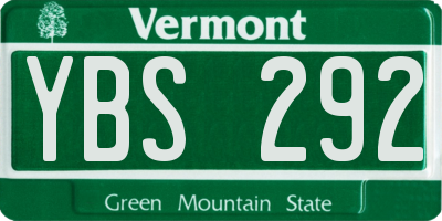 VT license plate YBS292