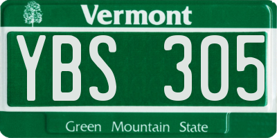 VT license plate YBS305
