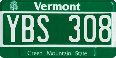 VT license plate YBS308