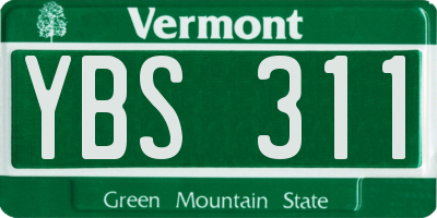VT license plate YBS311