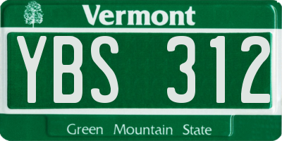 VT license plate YBS312