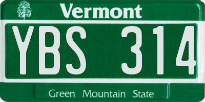 VT license plate YBS314