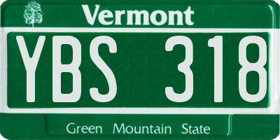 VT license plate YBS318