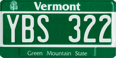 VT license plate YBS322