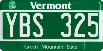 VT license plate YBS325